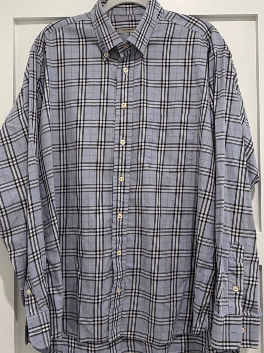 Burberry Mens Plaid Button-Down Shirt Long Sleeves Size XL cotton Classic preppy